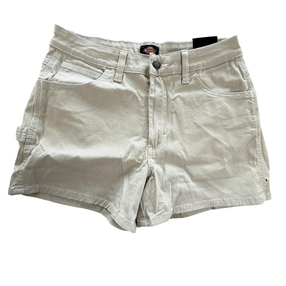 Dickies Utility Shorts Womens 27 Beige Twill 3 In Inseam Workwear Relaxed Fit